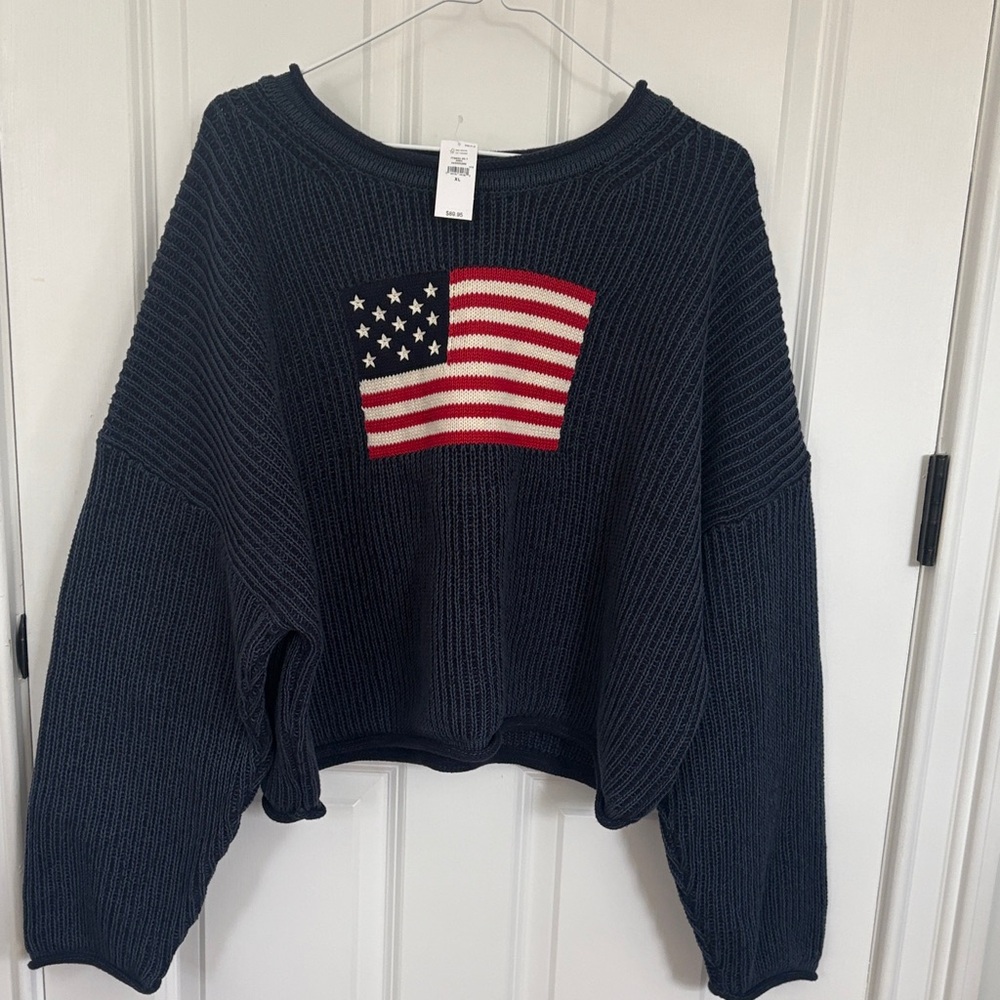NWT GAP Navy Sweater with American Flag